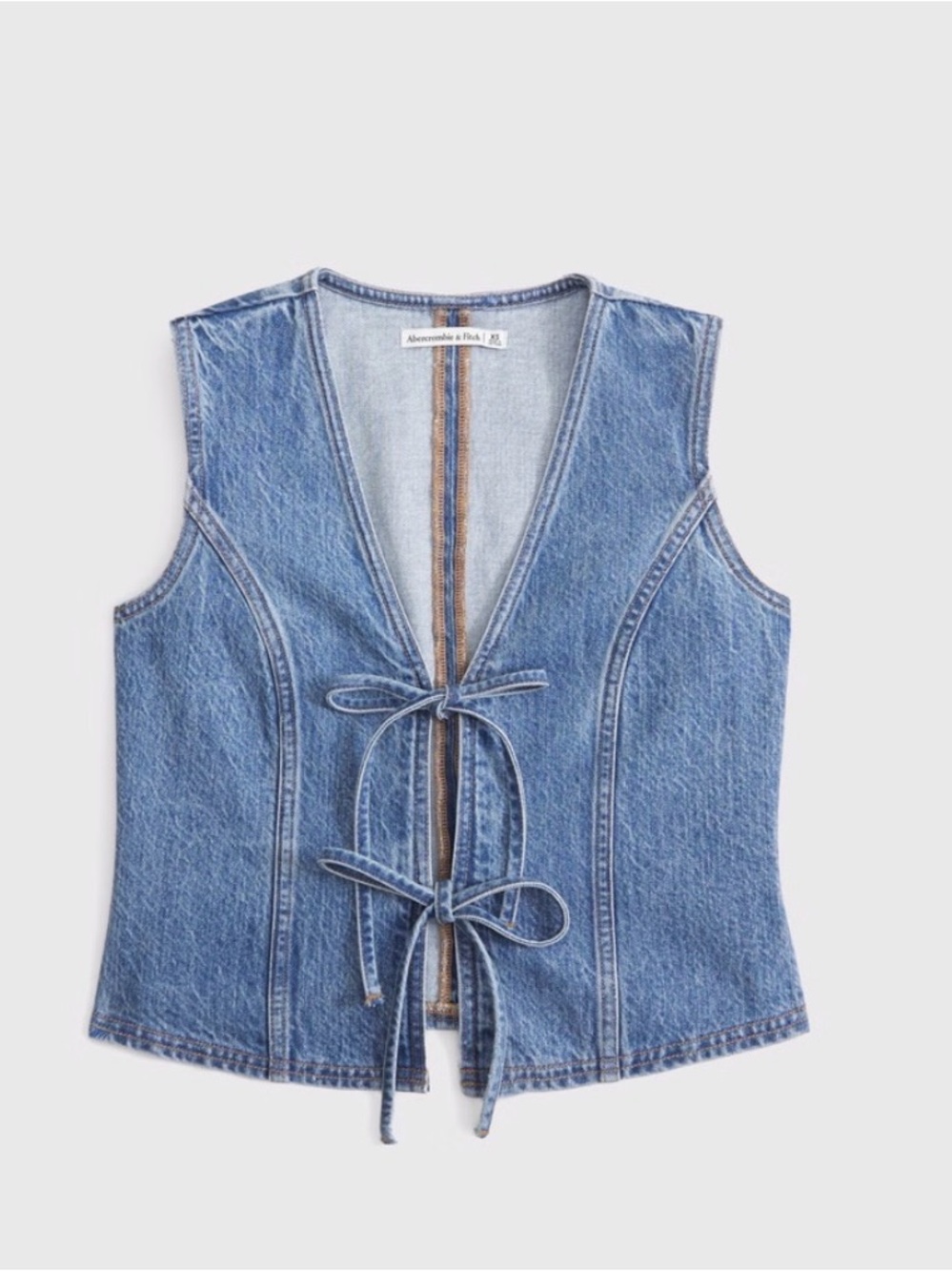 Abercrombie & Fitch Blue Denim Tie-Front Tank